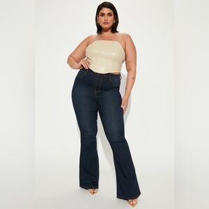 Fashion Nova Dark Blue Flare Jeans size 18
